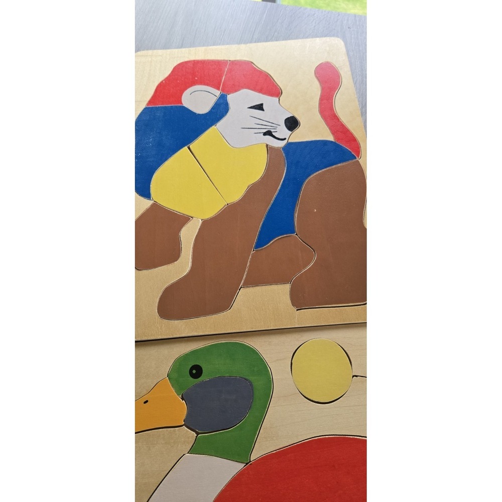 1980's Vintage Wooden Tray Puzzles Pound Puppy Animals All Complete Lot Of 7 - Picture 4 of 12